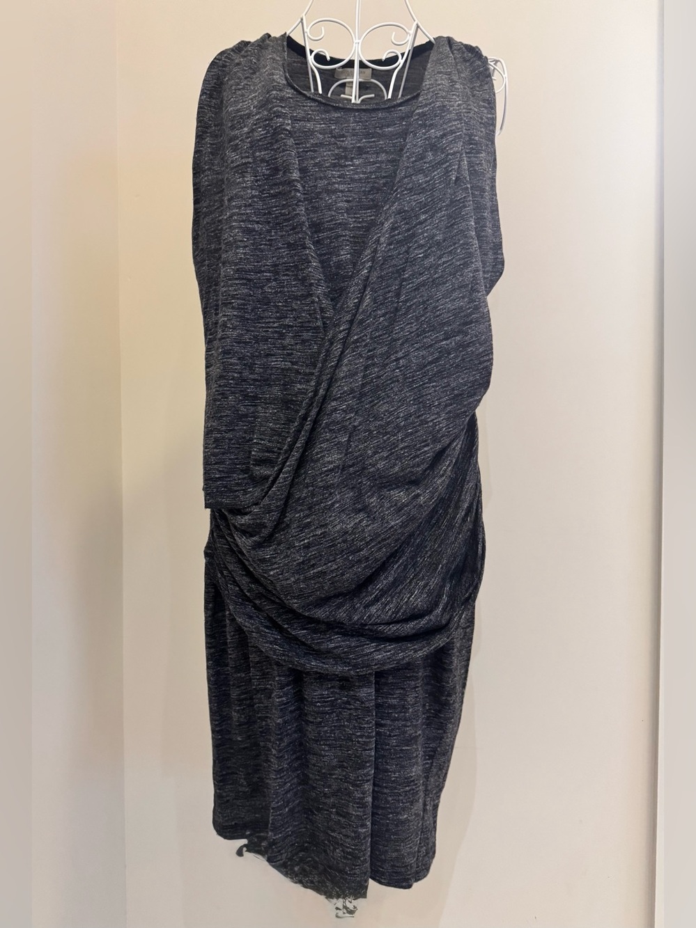 Burberry Brit Women's Black Gray Draped Knit Dress Size XL